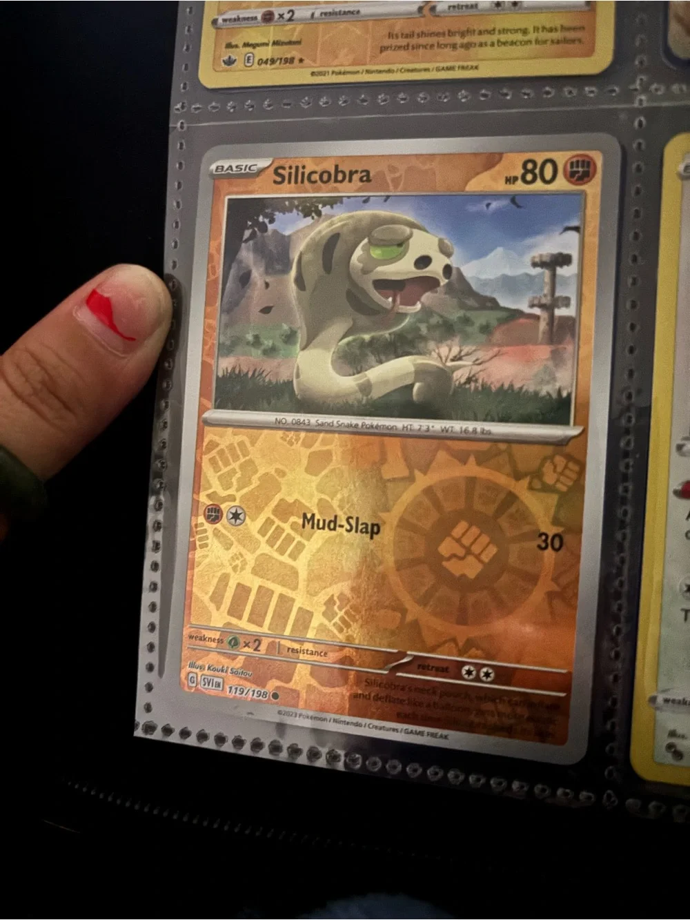 Pokemon Silicobra Card - Brown, Green, Orange